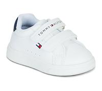 Sneaker TOMMY HILFIGER, Mädchen, Gr. 29, weiß, blau, Lederimitat, Schuhe Sneaker, Casual Sneaker, Klettschuh, Halbschuh mit Logoschriftzug (66740718-29) weiß, blau