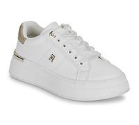 Sneaker TOMMY HILFIGER, Mädchen, Gr. 36, weiß, metallic, Lederimitat, Schuhe Sneaker, Freizeitschuh, Halbschuh, Schnürer mit goldfarbenen Besätzen (11586329-36)