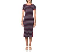 Tommy Hilfiger Kurzärmeliges Damenkleid für den täglichen Gebrauch, Sky Captain Multi, Klein