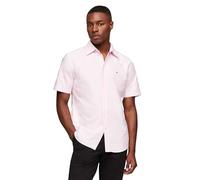 Tommy Hilfiger Kurzärmeliges Oxford-Hemd mit normaler Passform für Herren mit Knopfleiste, Klassisches Rosa/Karomuster, XX-Large