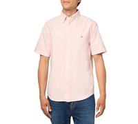 Tommy Hilfiger Kurzärmeliges Oxford-Hemd mit normaler Passform für Herren mit Knopfleiste, Rosa Lilie, XXL
