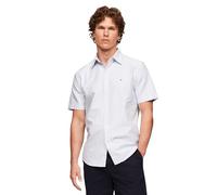 Tommy Hilfiger Kurzärmeliges Oxford-Hemd mit normaler Passform für Herren mit Knopfleiste, Shirt Blue/Optic White, XL