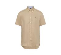 Tommy Hilfiger Kurzarm-Hemd mit Leinen-Anteil Herren Regular Fit Baumwolle beige, M