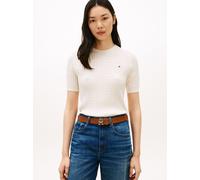 Tommy Hilfiger Kurzarm-Pullover Damen Baumwolle weiß, S
