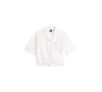 Tommy Hilfiger - Kurzarmbluse aus Leinenmischung mit Knotendetail weiß - Gr. - M