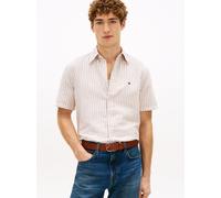Tommy Hilfiger Kurzarmhemd mit Leinen Herren Regular Fit Baumwolle braun, M
