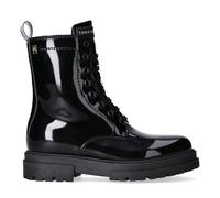 Tommy Hilfiger Lace-up Biker-Stiefel mit Lack-Finish für Mädchen, Kessy, Schwarz, 34