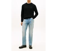 Rundhalspullover TOMMY HILFIGER "LAMBSWOOL CREW NECK", Herren, Gr. L, schwarz, Strick, Obermaterial: 100% Wolle, unifarben, regular fit normal, Rundhals, Rippbündchen, Pullover Rundhalspullover (18716