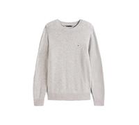 Tommy Hilfiger Wollpullover mit Logo-Stitching in Hellgrau, Größe S