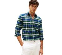 Tommy Hilfiger Langärmeliges Herrenhemd mit Knopfleiste und Schottenkaro, Normale Passform, Ornamentgrün/kariert, XXL