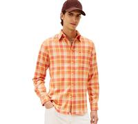 Tommy Hilfiger Langärmeliges Kariertes Herrenhemd mit Knopfleiste, Brilliant Orange/Karo, L