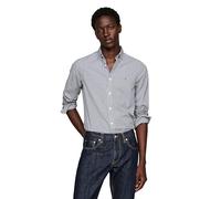 Tommy Hilfiger Langarm-Popeline-Hemden, Normale Passform, Herrenhemden, Button-Down-Shirts, auch erhältlich in Big und Tall, Carbon Navy/Optic White, XL