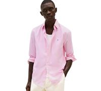 Tommy Hilfiger Langarm-Popeline-Hemden, Normale Passform, Herrenhemden, Button-Down-Shirts, auch erhältlich in Big und Tall, Klassisches Rosa/Optic White Stripe, L