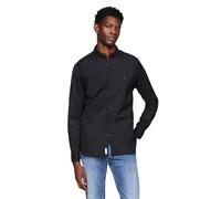 Tommy Hilfiger Langarm-Popeline-Hemden, Normale Passform, Herrenhemden, Button-Down-Shirts, auch erhältlich in Big und Tall, Schwarz, XX-Large