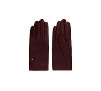 Lederhandschuhe TOMMY HILFIGER "ELEVATED CHIC LEATHER GLOVES", Damen, Gr. L, braun (deep burgundy), Rindsleder, unifarben, Handschuhe, Regular fit mit Markenlogo (67067423-L) deep burgundy
