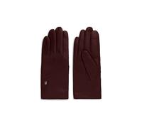 Lederhandschuhe TOMMY HILFIGER "ELEVATED CHIC LEATHER GLOVES", Damen, Gr. S/M, braun (deep burgundy), Rindsleder, unifarben, Handschuhe, Regular fit mit Markenlogo (67067423-S) deep burgundy