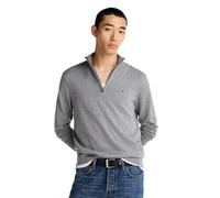 Tommy Hilfiger Leichter Herren-Pullover mit Viertelreißverschluss, Mittelgrau meliert, XX-Large