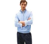 Tommy Hilfiger Leichter Herren-Pullover mit Viertelreißverschluss, Vessel Blue Heather, XX-Large