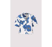 Tommy Hilfiger Damen Hemd Linen mit Fransen, Blau (Poppy Print Spaced Ivory/Blue Orbit), XS