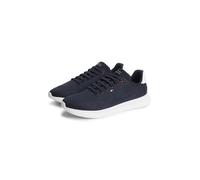 Sneaker TOMMY HILFIGER "LIGHTWEIGHT RUNNER KNIT", Herren, Gr. 45, blau (dunkelblau), Synthetik, Textil, unifarben mit Farbeinsatz, Basic, Schuhe Sneaker, Freizeitschuh, Halbschuh, Schnürschuh mit seit