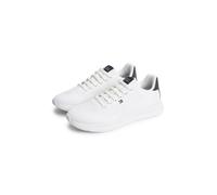 Sneaker TOMMY HILFIGER "LIGHTWEIGHT RUNNER KNIT", Herren, Gr. 41, weiß, Synthetik, Textil, unifarben mit Farbeinsatz, Basic, Schuhe Sneaker, Freizeitschuh, Halbschuh, Schnürschuh mit seitlicher Logo-F