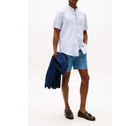Tommy Hilfiger Linen Blend Mao Shirt Breezy Blue/white Größe: M | Casual hemden Outlet | Herren | Weiß