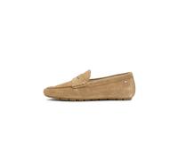 Tommy Hilfiger "FLAG SOFT SUEDE DRIVER LOAFER", Schlupfschuh, Bequemschuh, Mokassin, Flats mit modischen Zierriegel (31673344-39) beige