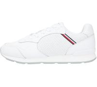 Sneaker TOMMY HILFIGER "MAXLITE 1A", Herren, Gr. 45, weiß, Leder, Schuhe Sneaker, Freizeitschuh, Halbschuh, Schnürschuh, Streifen in Tommy Farben (24376639-45) weiß