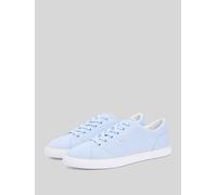 Plateausneaker TOMMY HILFIGER "TH LOW PROFILE VULC CANVAS", Damen, Gr. 39, hellblau, Baumwolle, unifarben, Basic, Schuhe Plateausneaker, Halbschuh, Schnürer, Freizeitschuh mit gepolstertem Schaftrand