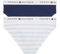 Tommy Hilfiger Mädchen 2er Pack Slips Bikini Print mit Logobund, Mehrfarbig (Breton Blue/Preppy Navy), 8-10 Jahre