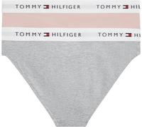Bikinislip "2 PK BIKINI mit elastischem Bund im 2er-Pack", Mädchen, Gr. 140/146, 2 Stk., foggy pink, lt grau htr, Jersey, Obermaterial: 95% Baumwolle, 5% Elasthan, TOMMY HILFIGER UNDERWEAR, körpernah,