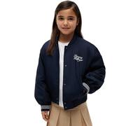 Bomberjacke TOMMY HILFIGER, Mädchen, Gr. 8 (128), blau (schwarz night navy), Web, Obermaterial: 100% Polyester. Futter: 100% Polyester. Füllung: 50% Polyester, 50% Polyester (REPREVE), unifarben, regu