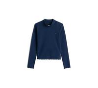 Langarmshirt TOMMY HILFIGER "MOCK NECK TOP LS", Mädchen, Gr. 16 (176), blau (schwarz night navy), Single Jersey, Obermaterial: 95% Baumwolle, 5% Elasthan, unifarben, regular fit normal, Rundhals, eing