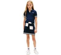 Tommy Hilfiger Mädchen Polokleid Sweater aus Baumwolle, Blau (Dark Night Navy), 7 Jahre
