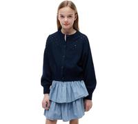 Strickpullover TOMMY HILFIGER, Mädchen, Gr. 16 (176), blau (schwarz night navy), Strick, Obermaterial: 100% Baumwolle, unifarben, regular fit normal, Rundhals, eingesetzt Bündchen, Pullover Strickpull