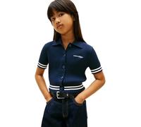 Tommy Hilfiger Mädchen Strickjacke Cardigan Sweater Polo Kurzarm, Blau (Dark Night Navy), 16 Jahre