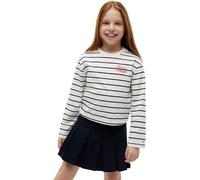 Langarmshirt TOMMY HILFIGER, Mädchen, Gr. 10 (140), weiß stripes, Single Jersey, Obermaterial: 100% Baumwolle, gestreift, regular fit normal, Rundhals, eingesetzt abgesteppte Kante, Shirts Langarmshir