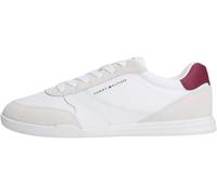 Sneaker TOMMY HILFIGER "LOPRO CUP MIX", Herren, Gr. 43, weiß, Leder, Lederimitat, Textil, Schuhe Sneaker, Freizeitschuh, Halbschuh, Schnürschuh, Kontrastbesatz an der Ferse (48726100-43) weiß