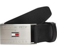 Ledergürtel TOMMY HILFIGER "TH FLAG PLAQUE", Herren, Gr. 90, schwarz, Rindsleder, Gürtel Ledergürtel (94516210-90) schwarz
