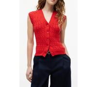 Strickweste TOMMY HILFIGER "MID GG CABLE VEST CARDI", Damen, Gr. M (40), fire rot, Strick, Obermaterial: 100% Baumwolle, unifarben, regular fit normal, V-Ausschnitt, Westen Strickweste, Baumwolle, mit