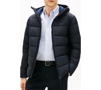 Steppjacke TOMMY HILFIGER "MID WEIGHT HOODED JACKET", Herren, Gr. XL, blau (desert sky), Web, Obermaterial: 100% Polyamid, unifarben, regular fit normal, Rundhals, eingesetzt gerader Abschluss, Jacken