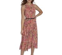 Tommy Hilfiger Damen Women's Floral Belted Halter Dress Lässiges Kleid, Sherbet Multi, 46