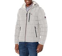 Tommy Hilfiger mittelschwere wasserabweisende Pufferjacke für Herren mit Sherpa-Futter und Kapuze, XL