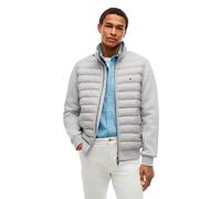 Tommy Hilfiger Regular Fit Strickjacke mit Steppeinsatz aus Baumwoll-Mix in Hellgrau Melange, Größe XL