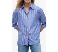 Hemdbluse TOMMY HILFIGER "MODERN POPLIN BLUE STR SHIRT LS", Damen, Gr. 40, stacking stp, verona blau, Web, Obermaterial: 100% Baumwolle, gestreift, regular fit hüftbedeckend, Rundhals, eingesetzt, Blu