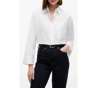 Hemdbluse TOMMY HILFIGER "MODERN REG POPLIN LS SHIRT", Damen, Gr. 40, weiß (th optic weiß), Web, Obermaterial: 100% Baumwolle, unifarben, regular fit normal, Rundhals, eingesetzt, Blusen Hemdbluse, Ba