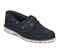 Bootsschuh TOMMY HILFIGER "HILIFGER LIGHT SDE BOAT SHOE", Herren, Gr. 40, dunkelblau, Veloursleder, unifarben, Schuhe Bootsschuh, Schnürschuh, Halbschuh mit Durchzügen und Ösen (14000002-40) dunkelbla