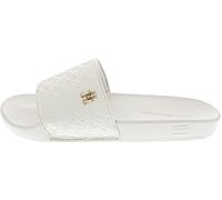 Pantolette TOMMY HILFIGER "TH MONOGRAM POOLSIDE", Damen, Gr. 37, weiß, Lederimitat, casual, Schuhe, Bequemschuh, Sommerschuh, Schlupfschuh mit TH-Schmuckelement (66278319-37) weiß