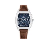 Multifunktionsuhr TOMMY HILFIGER "TH-OXFORD", braun, silberfarben, Armbanduhren, Herren, Quarzuhr, Armbanduhr, Herrenuhr, Lederarmband, analog (72281231-0) braun, silberfarben