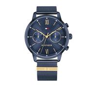 Tommy Hilfiger Multi Zifferblatt Quarz Uhr für Damen mit Blaues Edelstahl-Mesh-Gliederarmband - 1782305